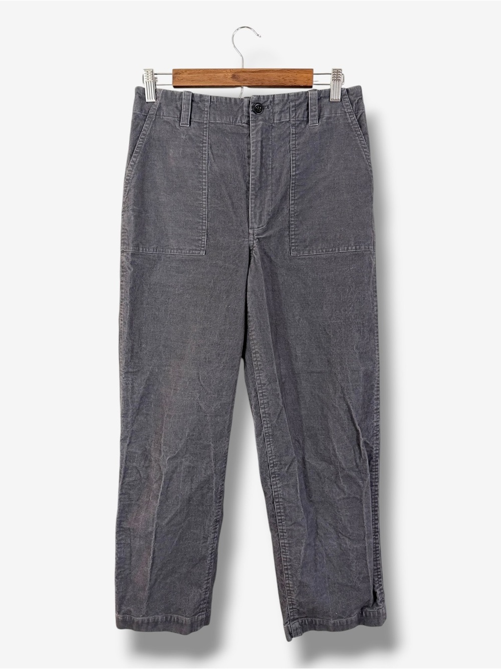 Jenni Kayne Gray Corduroy Cropped Pants Size 6 High Rise Straight Leg Minimalist